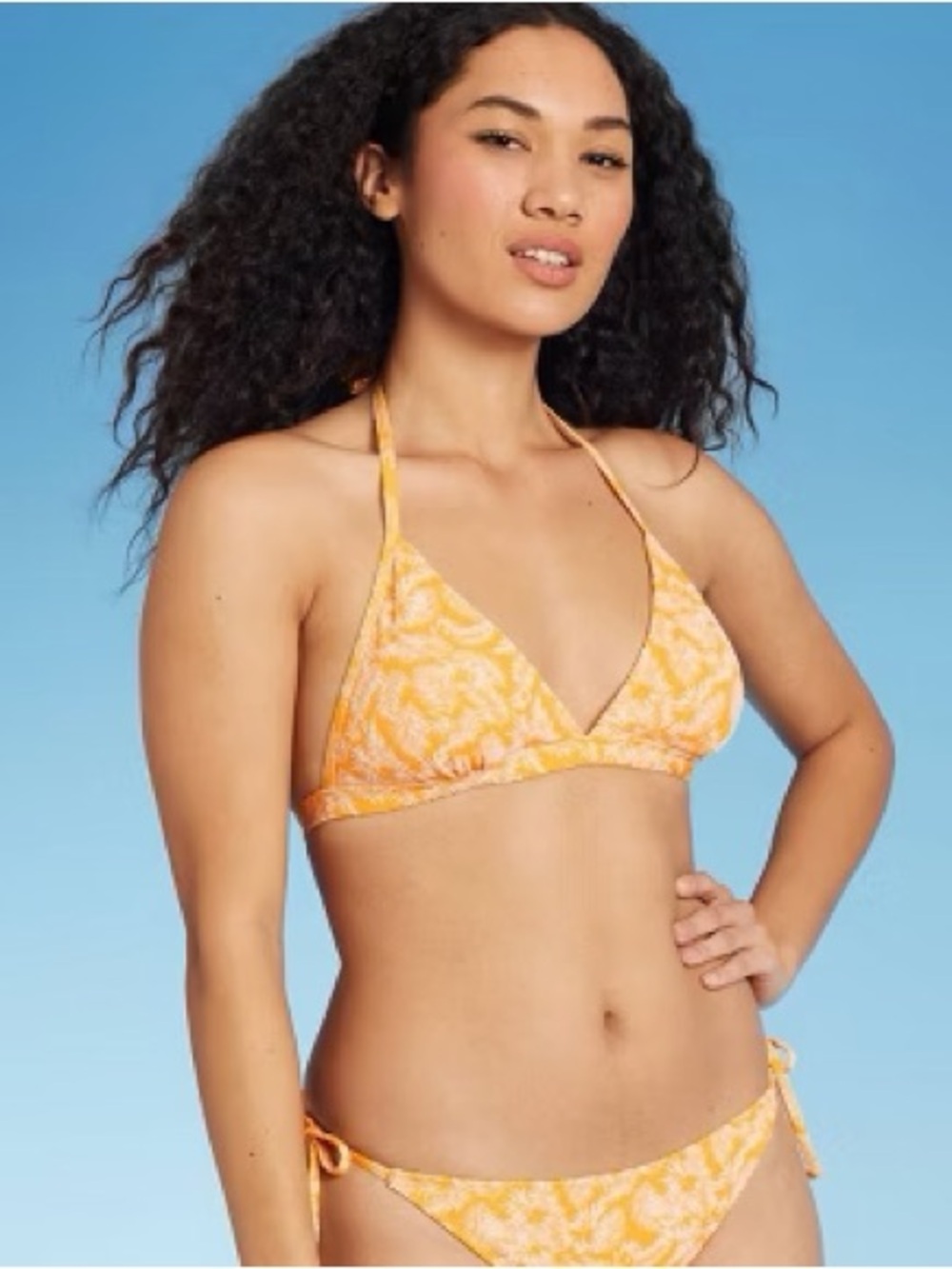 Target Yellow Tie-Back Triangle Bikini Top and Side-Tie Bottoms